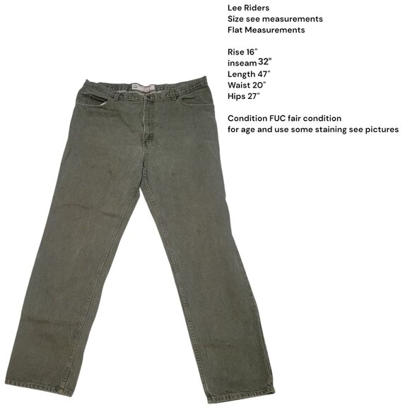 Lee Riders Olive Green 40x32 Relaxed Fit Stained - Picture 1 of 8